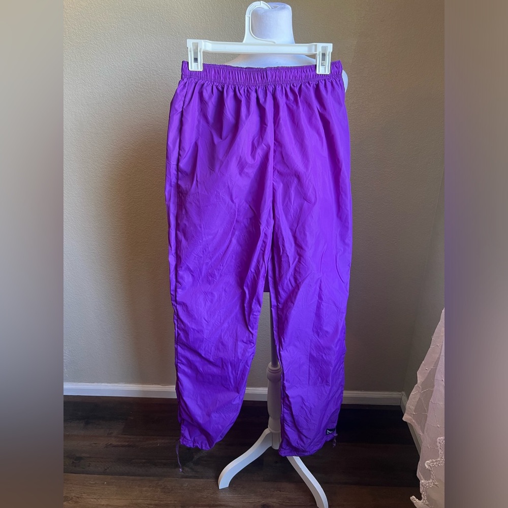 SERAC VINTAGE Purple nylon straight leg/ jogger pants | large